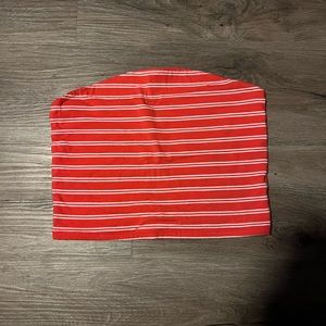 Red and white tube top worn twice